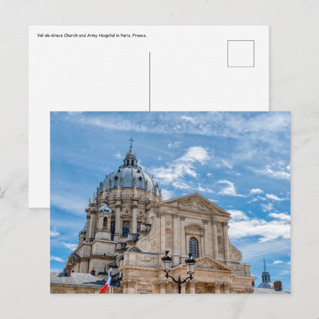 Cartão Postal Igreja e Hospital Militar Val-de-Grace em Paris (Frente/Verso)