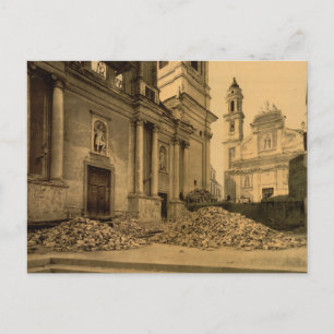 Cartão Postal Igreja e Rubble, Sanremo, Ligúria, Itália