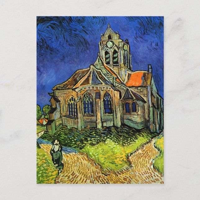 Cartão Postal Igreja em Auvers Van Gogh Arte Fina (Frente)