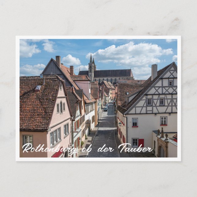 Cartão Postal Igreja em Rothenburg ob der Tauber, Alemanha (Frente)