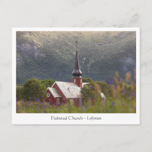Cartão Postal Igreja Flakstad das Ilhas Lofoten