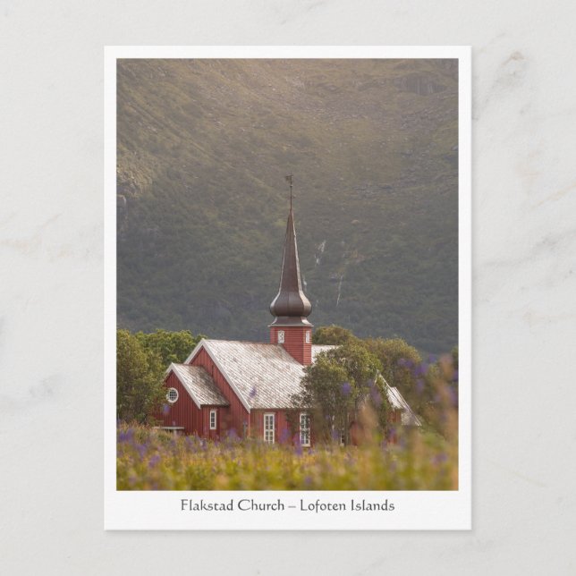 Cartão Postal Igreja Flakstad Lofoten (Frente)