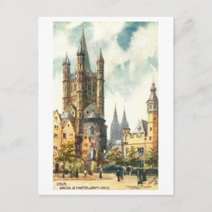 Cartão Postal Igreja Grande de St. Martin Vintage, Koln, Alemanh