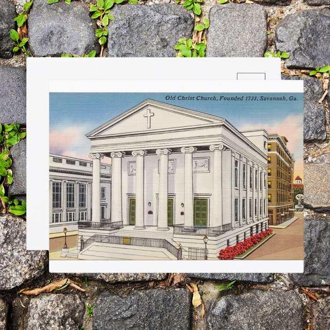 Cartão Postal Igreja Histórica Christ Church Savannah GA retrô (Criador carregado)