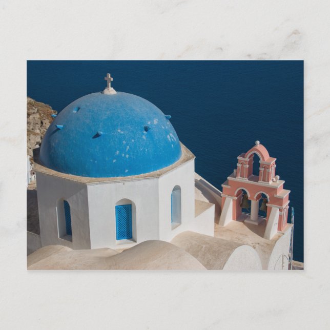 Cartão Postal Igreja na Ilha de Santorini, Grécia (Frente)