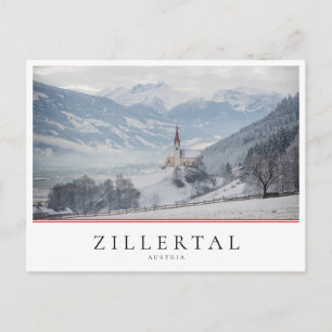 Cartão Postal Igreja no inverno em Zillertal na Áustria