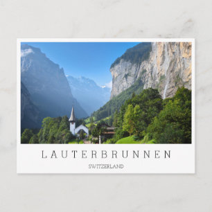 Cartão Postal Igreja no Vale de Lauterbrunnen, Suiça