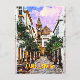Cartão Postal Igreja Nuestra Senora de la Palma. Cádiz, Espanha.