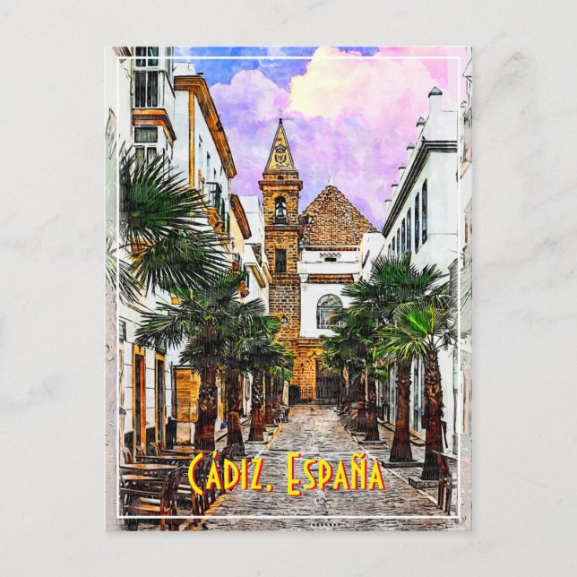 Cartão Postal Igreja Nuestra Senora de la Palma. Cádiz, Espanha. (Frente)