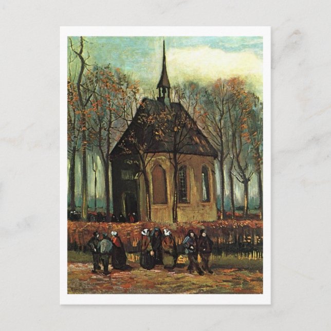 Cartão Postal Igreja Reformada em Nuenen, Van Gogh Arte Fina (Frente)