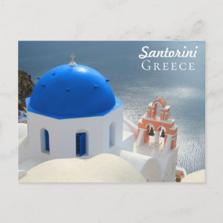 Cartão Postal Igreja Santorini no Sol da Tarde