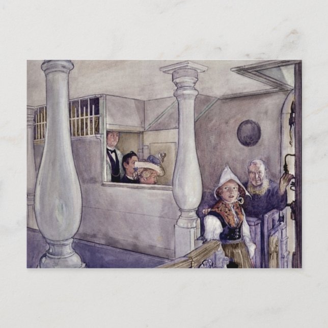 Cartão Postal Igreja Sundborn Durante O Culto. (Frente)