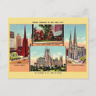 Cartão Postal Igrejas Famosas Vintage de Cartão-Postal Nova Ior