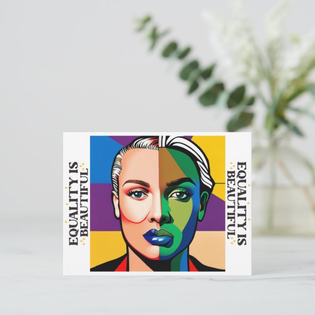 Cartão Postal Igualdade é Bonita (Em pé/Frente)