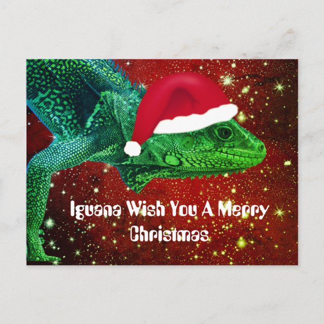 Cartão Postal Iguana Deseja Feliz Natal (Frente)