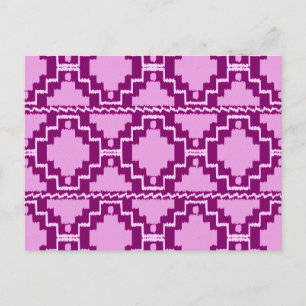 Cartão Postal Ikat Aztec Pattern - Ametist Purple e Violet