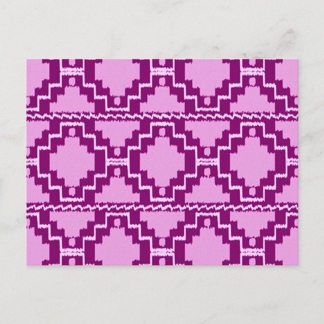 Cartão Postal Ikat Aztec Pattern - Ametist Purple e Violet (Frente)