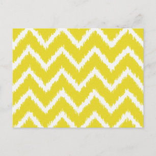 Cartão Postal Ikat Chevrons - Amarelo e branco de mostarda