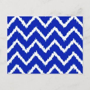 Cartão Postal Ikat Chevrons - Azul cobalto e branco