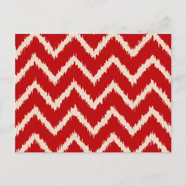 Cartão Postal Ikat Chevrons - Chinês vermelho e bronzeado (Frente)