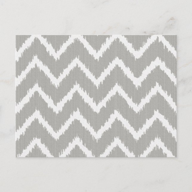Cartão Postal Ikat Chevrons - Cinza prateado e branco (Frente)