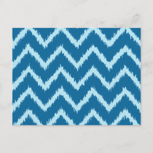 Cartão Postal Ikat Chevrons - Indigo e Azul Pálido