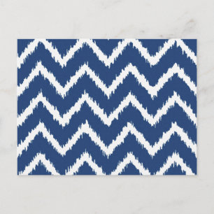 Cartão Postal Ikat Chevrons - Marinho azul e branco