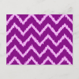 Cartão Postal Ikat Chevrons - Orquídea púrpura e leve do Ametist