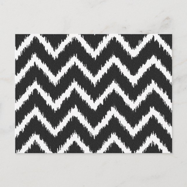 Cartão Postal Ikat Chevrons - Preto e branco (Frente)
