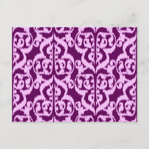 Cartão Postal Ikat Moorish Damask - roxo e orquídea