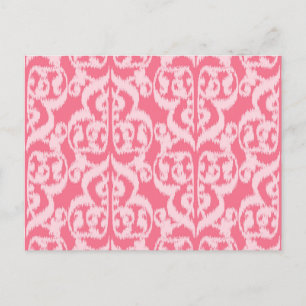 Cartão Postal Ikat Moorish Damask - tons de coral rosa
