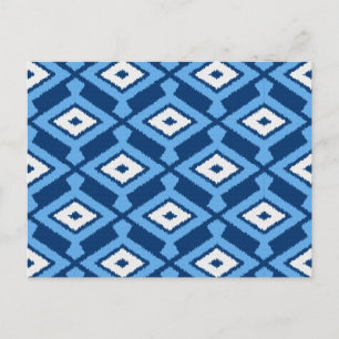 Cartão Postal Ikat Pattern, Indigo e Denim Blue