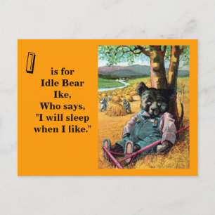 Cartão Postal Ike do Urso Inativo - Letra I - Urso de Teddy Vint