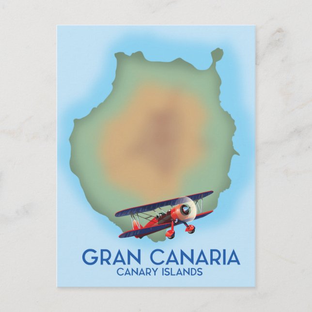 Cartão Postal Ilha canária Gran Canaria, arte poster de viagens. (Frente)