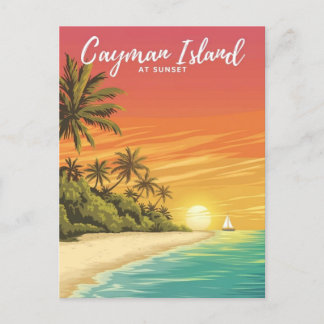 Cartão Postal Ilha Cayman na Pintura Solista de Aquarela