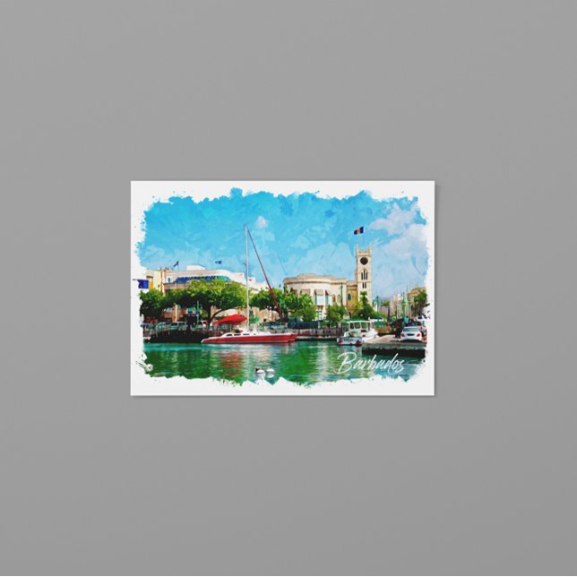 Cartão Postal Ilha Colorida de Caribe Barbados (barbados caribbean island vintage travel postcard)