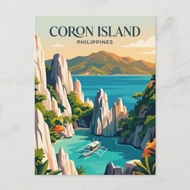 Cartão Postal Ilha Coron Filipinas (Frente)