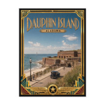 Ilha Dauphin Alabama Arte Deco Vintage Idade Doura