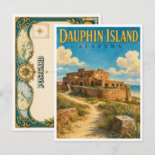 Cartão Postal Ilha Dauphin Alabama Forte Gaines GeoSaga