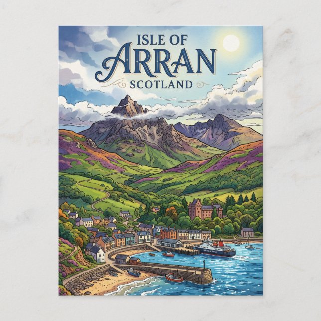 Cartão Postal Ilha de Arran Escócia (Frente)