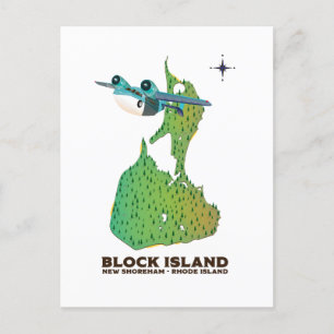 Cartão Postal ilha de Block New Shoreham, Rhode Island Botão