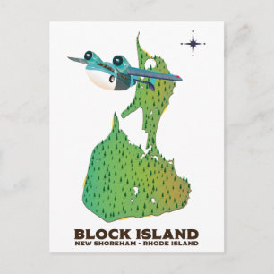 Cartão Postal Ilha de Bloco Nova Shoreha, Rhode Island