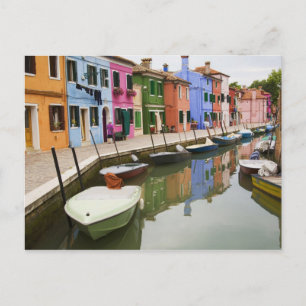 Cartão Postal Ilha de Burano, Burano, Itália. Colorido 4