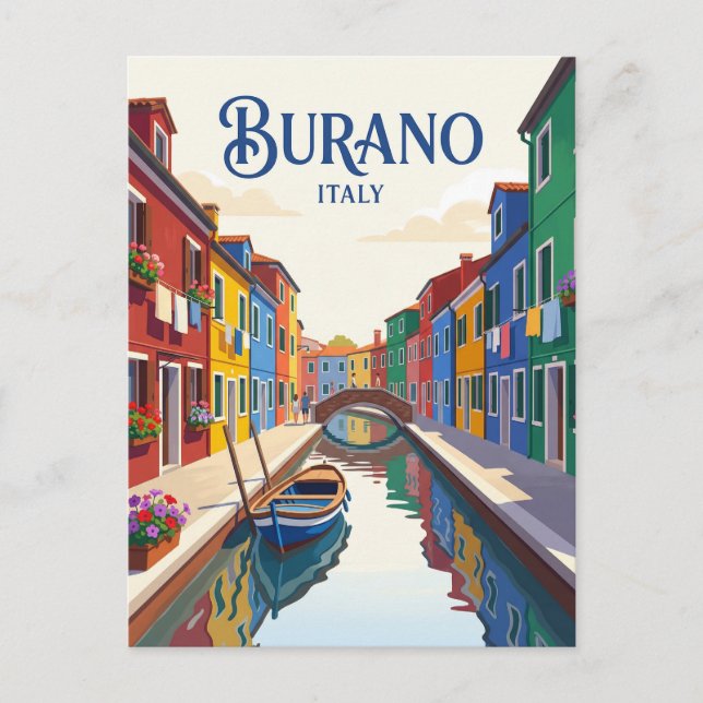 Cartão Postal Ilha de Burano Itália (Frente)
