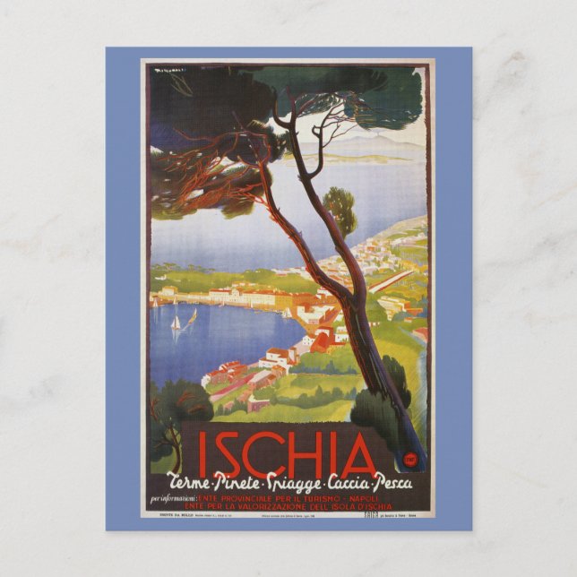 Cartão Postal Ilha de Ischia Itália propaganda de viagem de verã (Frente)