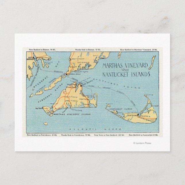 Cartão Postal Ilha de Martha's Vineyard & Nantucket (Frente)