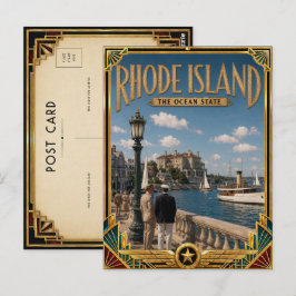 Cartão Postal Ilha de Rhode Vintage Art Deco Idade Dourada