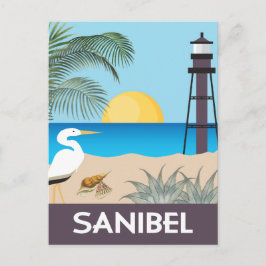 Cartão Postal Ilha de Sanibel Flórida estilo de viagem vintage