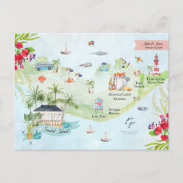 Cartão Postal Ilha de Sanibel | Mapa do Itinerário de Casamento