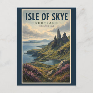 Cartão Postal Ilha de Skye Escócia Paisagem Viagem Arte Retro